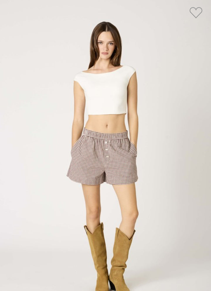 Brown Gingham Shorts