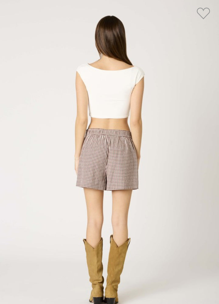Brown Gingham Shorts