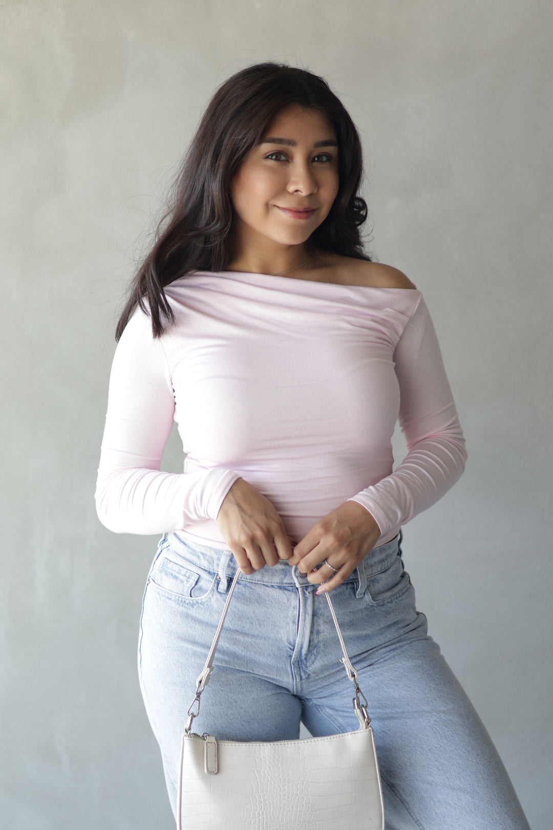 light pink off the shoulder top 