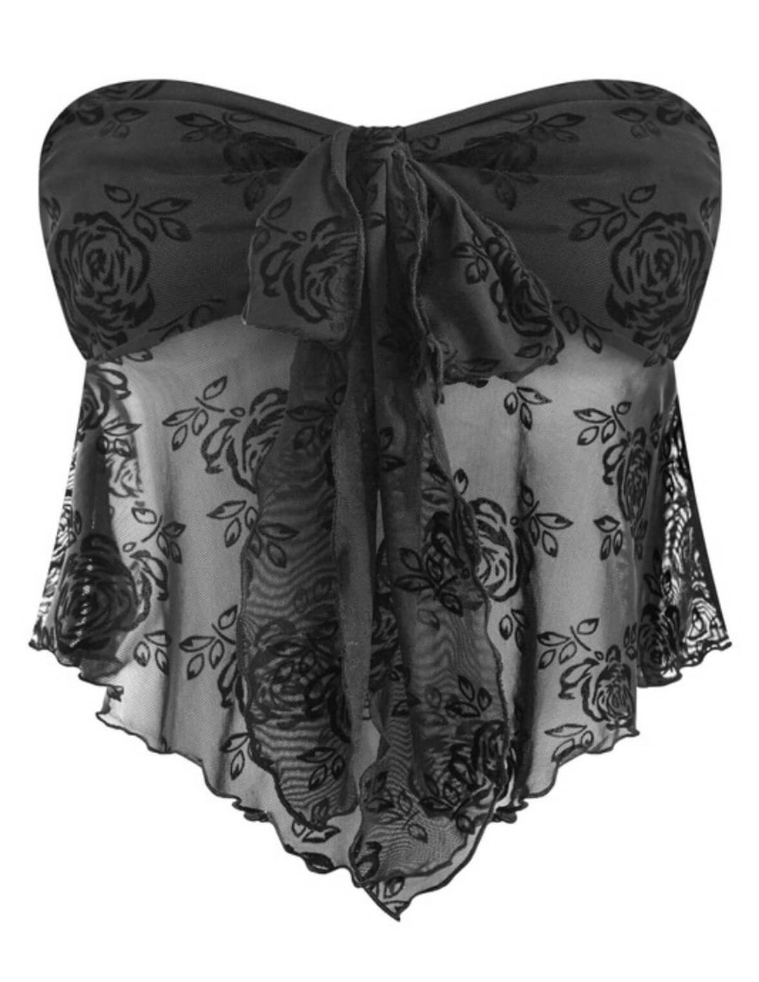 black floral tube top with sleeveless look