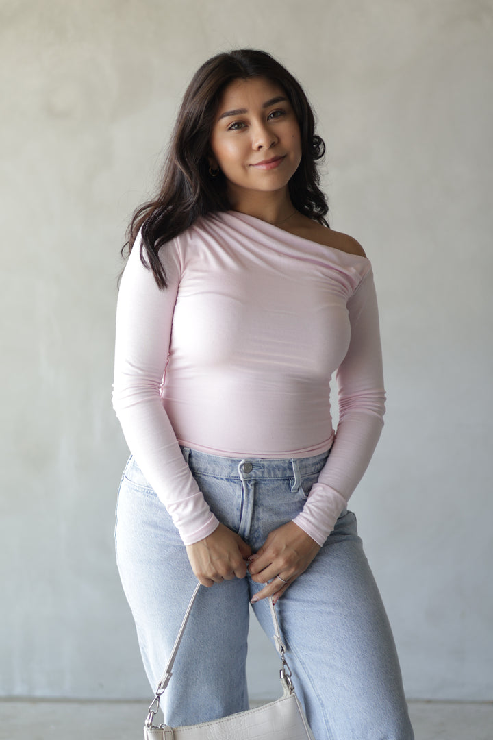 baby pink off the shoulder top 