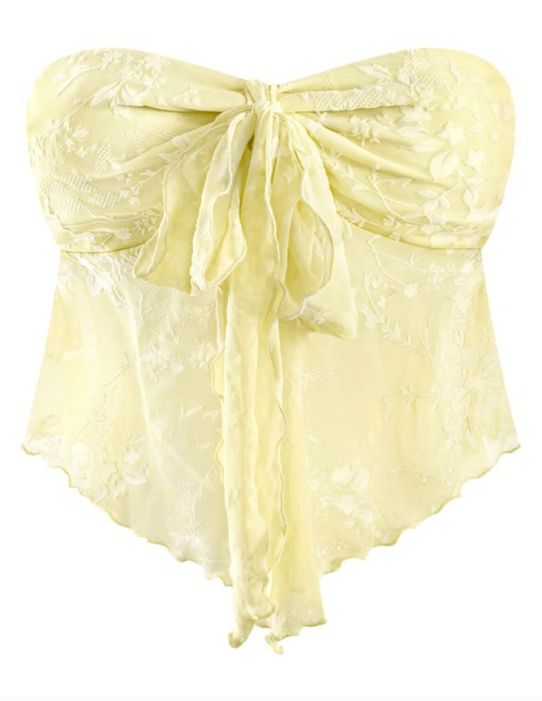 yellow floral lace tube top 